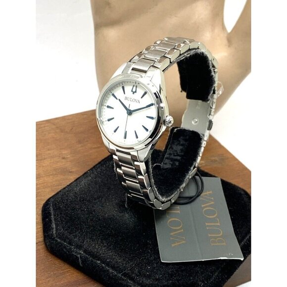 Bulova Women's Watch 96L285 Quartz White Blue Dial Silver Stainless Stee… - Picture 2 of 13